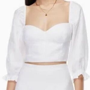 Aritzia Vilette Linen Puff Sleeve Blouse